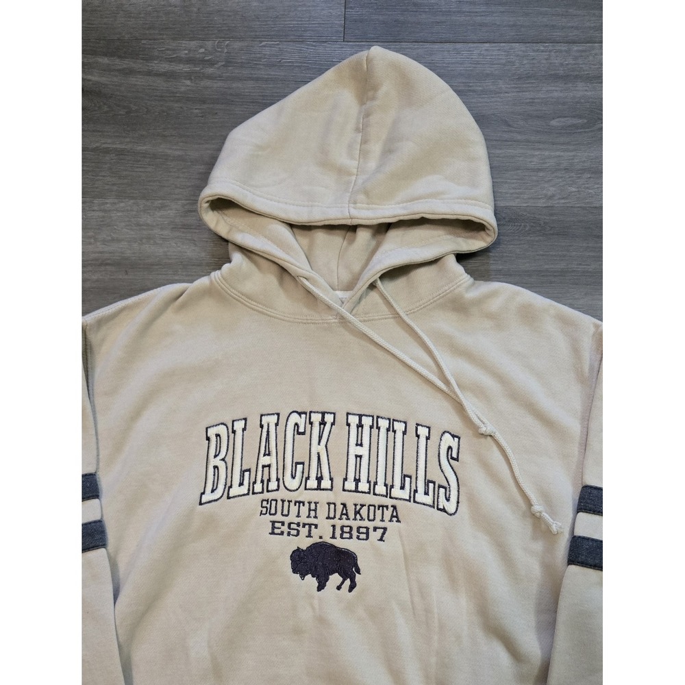 Black Hills South Dakota Embroidered Beige Pullover Hoodie Size Medium - Picture 3 of 13